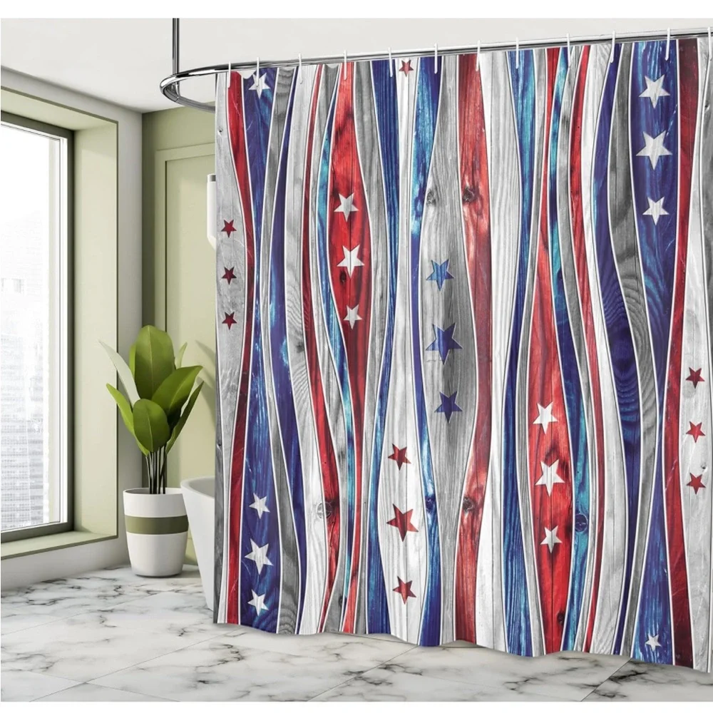 Digital American Flag Colored Wood Stripes With 12 Hooks 69